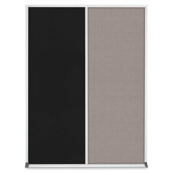 United Visual Products Double Door Radius Corkboard, 48"X36", S UV8003-SATIN-MEDGRY - main